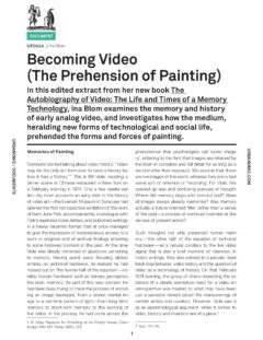 Becoming Video (The Prehension of Painting)
