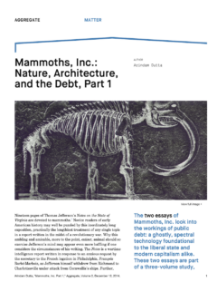 Mammoths, Inc.: Nature, Architecture, and the Debt