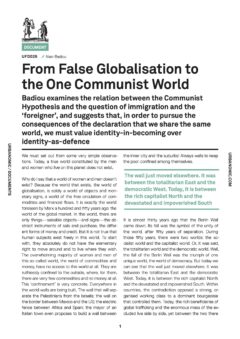 From False Globalisation to the One Communist World, via the Question of ‘Foreigners’