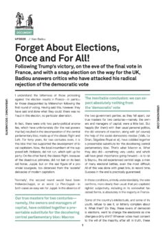 Forget About Elections, Once and For All!