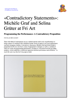 Contradictory Statements”: Michèle Graf and Selina Grüter at Fri Art, “